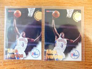 lot 82 image: (2) 1996 Hoops Allen Iverson Rookie Card #295