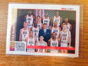 lot 83 image: 1992 USA Basketball Team Card- Jordan , Bird, Barkley, Ewing, Pippen all the greats.RARE CARD
