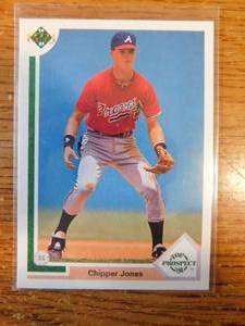lot 101 image: 1991 Upper Deck Chipper Jones Rookie Card #55