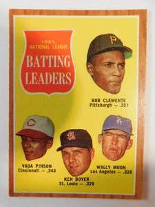 lot 143 image: 1962 Topps Batting Leaders with Bob Clemente Card #52
