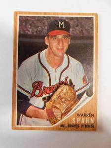 lot 145 image: 1962 Topps Warren Spahn Card #100
