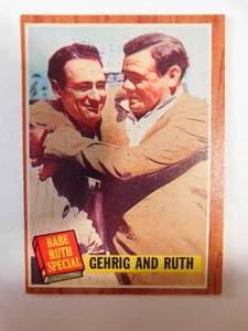 lot 147 image: 1962 Topps Babe Ruth  Lou Gehrig Baseball Card Card #140