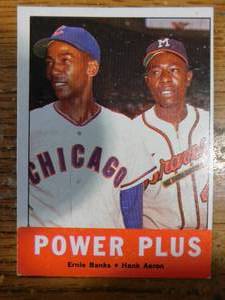 lot 156 image: 1963 Topps Hank Aaron  Ernie Banks - Power Plus Card #242