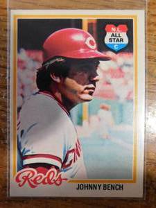 lot 162 image: 1978 O-Pee-Chee Johnny Bench Card #50- Rare Card