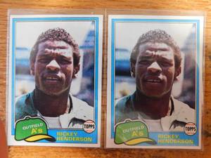 lot 163 image: (2) 1981 Topps Rickey Henderson Card #261
