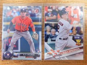 lot 166 image: (2) 2017 Alex Bregman Rookie Cards