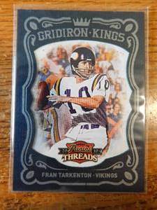 lot 187 image: 2010 Panini Threads Fran Tarkenton Gridiron Kings Blue Frame Serial numbered 4850