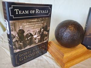 lot 30 image: (2) Civil War Books & Artillery Cannon Ball