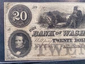 lot 155 image: 1861 Confederate North Carolina The Bank of Washington $20 Dollar Bill