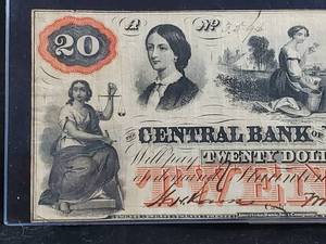 lot 152 image: 1860 Confederate Central Bank of Virginia $20 Dollar Bill