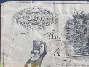 lot 62 image: 1862 Richmond Confederate $100 Dollar Bill