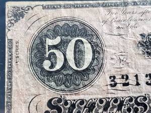 lot 182 image: 1864 Richmond Confederate $50 Dollar Bill
