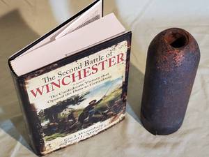 lot 141 image: (1) Civil War Book & (1) Civil War Artillery Round 8-12 Tall