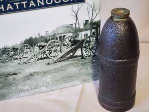 lot 227 image: (1) Civil War Book & (1) Civil War Artillery Projectile 7 Tall