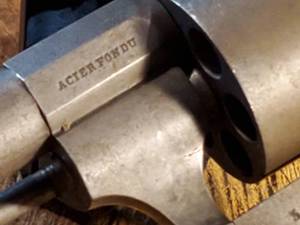 lot 6 image: Civil War Era Cast Steel Barrel 7mm Pinfire Pattern Revolver with Fold Up Trigger