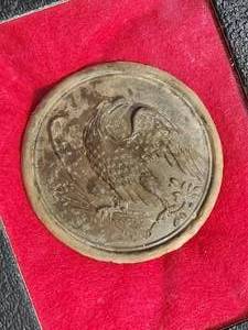 lot 47 image: Civil War Cold Harbor Battle, U.S. Cartridge Box Eagle Breastplate