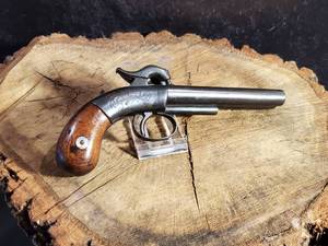 lot 13 image: Civil War Era Double Barrel-Single Trigger Allen & Wheelock .34 Caliber Pistol