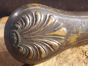 lot 76 image: Civil War Era Large Pistol  Small Rifle Bush and Flute Powder Flask
