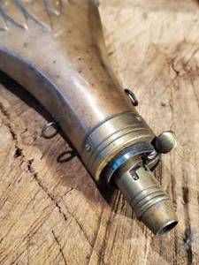 lot 204 image: Civil War Era Large Rifle Bush and Flute Powder Flask