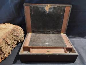 lot 137 image: Civil War Era Large Size Traveling Lap desk