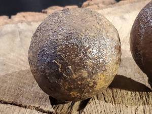 lot 250 image: (2) Civil War 2 inch Diameter Grape Shot Balls