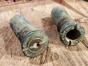 lot 245 image: (2) Civil War Non-excavated Schonkl Percussion Brass Fuses in Good Condition
