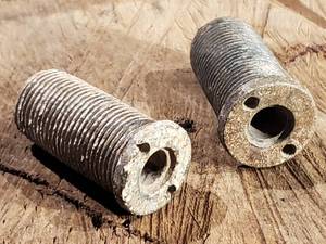 lot 247 image: (2) Civil War White Mortar Parrott Percussion Time Fuse Adapters