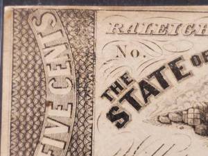 lot 266 image: 1866 State of North Carolina Confederate .75 Cent Fractional Currency
