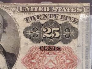 lot 269 image: 1874 United States .25 Cent Fractional Currency