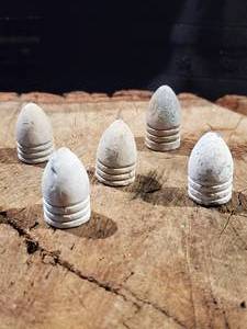 lot 373 image: Original Civil War (5) .69 Caliber 3-Ring Bullets
