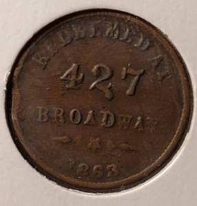 lot 380 image: Original Civil War 1863 Token