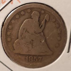 lot 385 image: US 1857 Seated Liberty Quarter