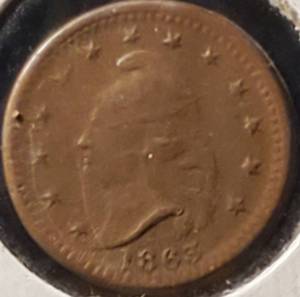lot 390 image: Original Civil War Army Navy Token