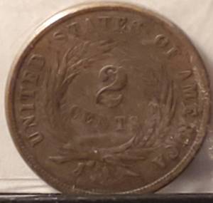 lot 397 image: US Original Civil War 1864 2 Cent Coin