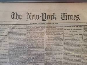 lot 352 image: Framed Civil War Newspaper Dated Dec 21, 1863