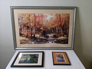 lot 222 image: Lot of (3) Beautiful Nature-Based Artists Prints Wall Hangings