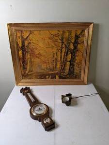 lot 223 image: Serene Vintage Autumn Framed Print, Weather Station, Bed Light