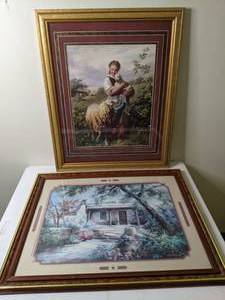 lot 224 image: Lot of (2) Vintage Framed Country Art Prints