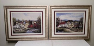 lot 227 image: Set of (2) Serene Framed Farm Scene Prints