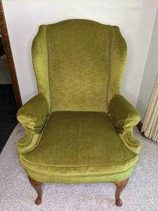 lot 235 image: 1 of 2 Vintage Green Velvet Arm Chair