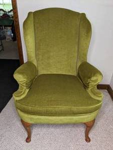 lot 237 image: 2 of 2 Vintage Green Velvet Arm Chair