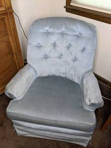 lot 202 image: Comfortable Blue Rocking and Rotating Chair