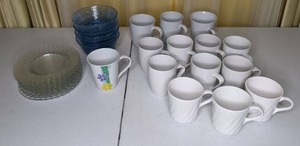 lot 288 image: Crystal Plates, Porcelain Mugs, Blue Textured Bowl