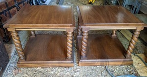 lot 134 image: Matching Set of End Tables with Barley Twist Legs