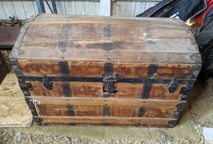 lot 135 image: Weathered Antique Steamer Trunk