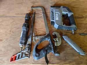 lot 106 image: Misc. Tools Impact Wratchet, Nailer, Saws, Clamp, Box Cutter