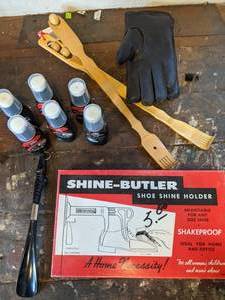 lot 117 image: Shoe Shine Butler, Kiwi Dye, Back Stretchers, Gloves