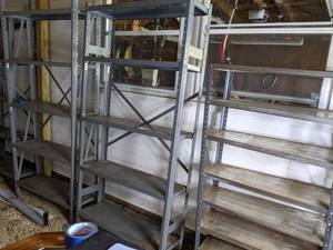 lot 120 image: (3) Tall Metal Shelving Units