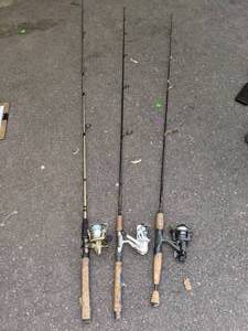 lot 146 image: (3) Fishing Rods with Reels Berkley, Cabelas, Granite Outdoors, St. Croix