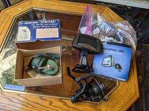lot 187 image: Lot of Fishing Reels Vintage Wexford, Garmin c340, Signa Pro, Shakespeare